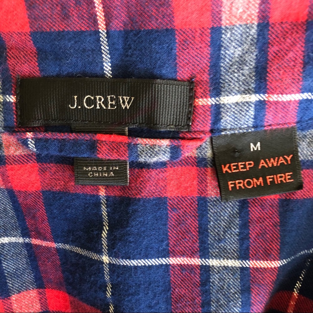 J Crew Sparkle Red Plaid Flannel Pajama Shirt top - Picture 5 of 7